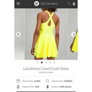 Lululemon size 12 Court Crush Dress
Electric Lemon bnwot